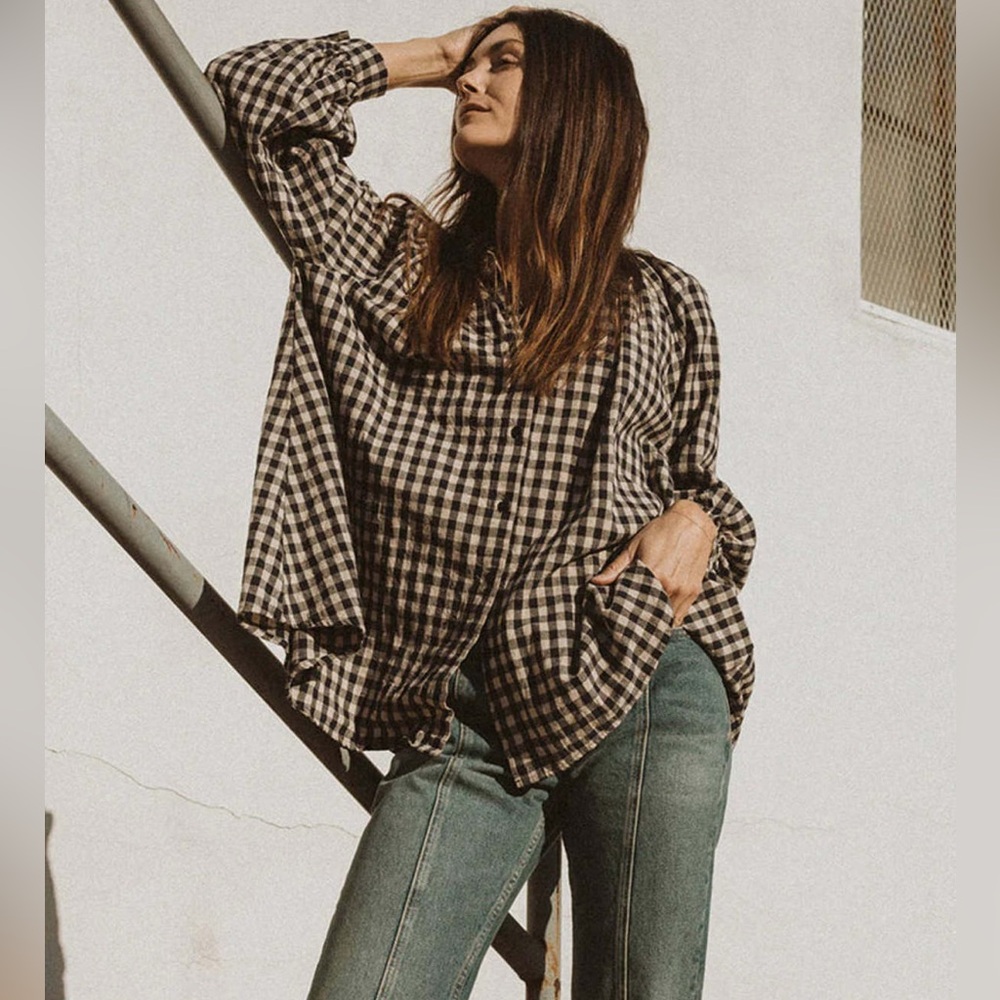 Esby Black and White Checkered Blouse